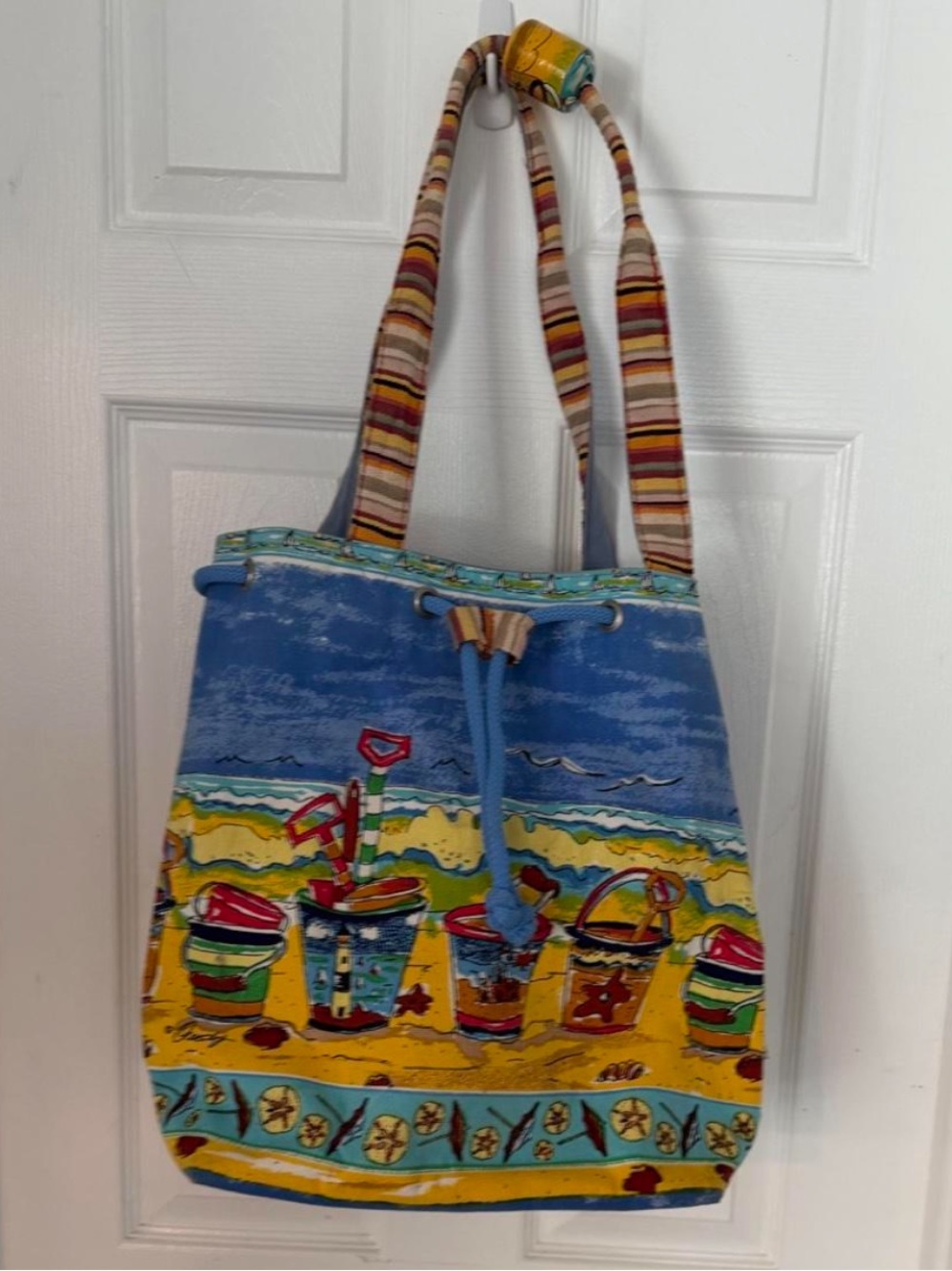 Anne Ormsby Quasby Beach Themed Tote Bag Canvas. Waterproof lining